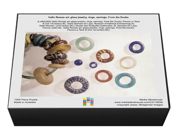 Gallo Roman art: glass jewelry, rings, earrings. From the Doubs