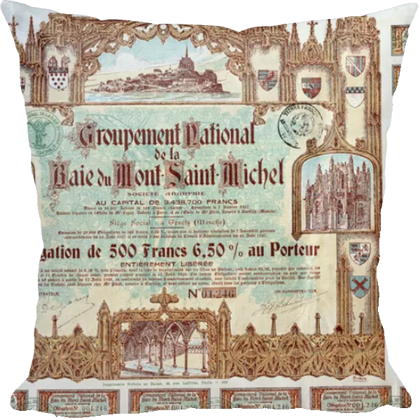 Bond of 500 Francs (500 Fr) from the national grouping of the bay of Mont Saint Michel