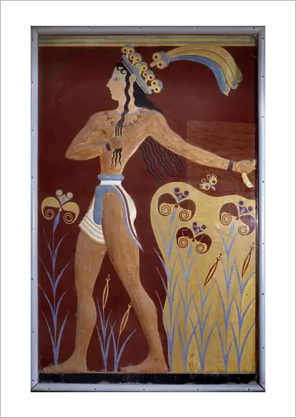 Ancient Greece: view of a mural painting of the palace of King Minos a Cnossos (Knossos