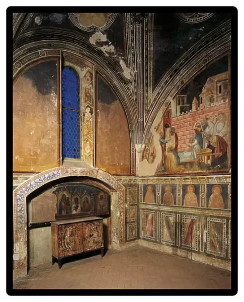 View of the chapel decored with frescos, 13th-14th century (photography)