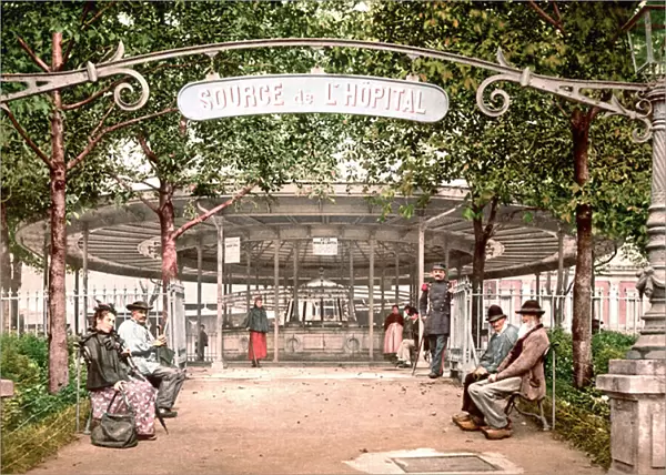 View of the Hospital of Vichy: Source of the Hospital. Photochrome sd. v. 1890