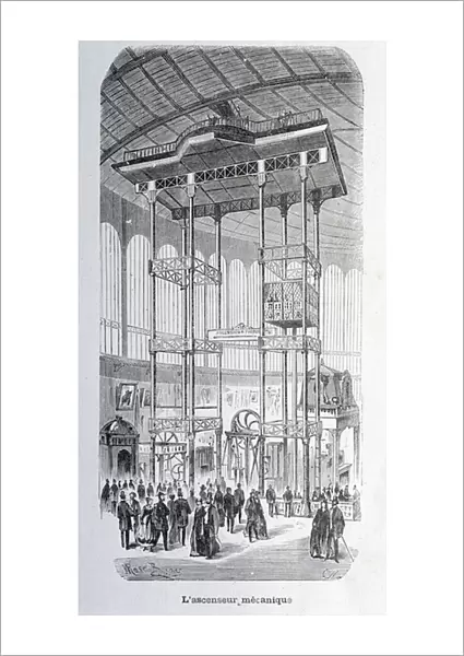 The mechanical lift of the engineer Edoux at the world exhibition of 1867 - grav