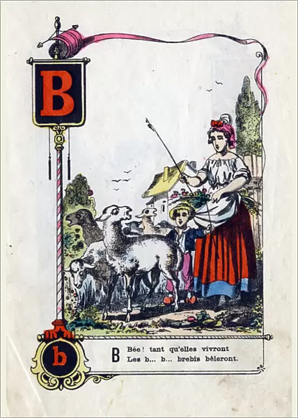 Letter B as 'Bee! As long as they live the b.. b... sheep belera'
