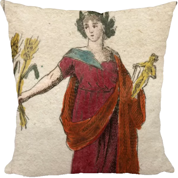 Representation of Peace, as a woman crowned with laurels, holding a sheaf
