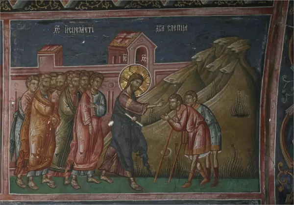 Jesus healing two blind men, Patriarchate of Pec (fresco)