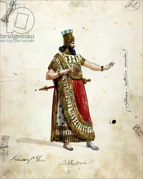 Costume of Nabuchadnezzar, king of Babylon, in the opera of Giuseppe Verdi (1813 - 1901)