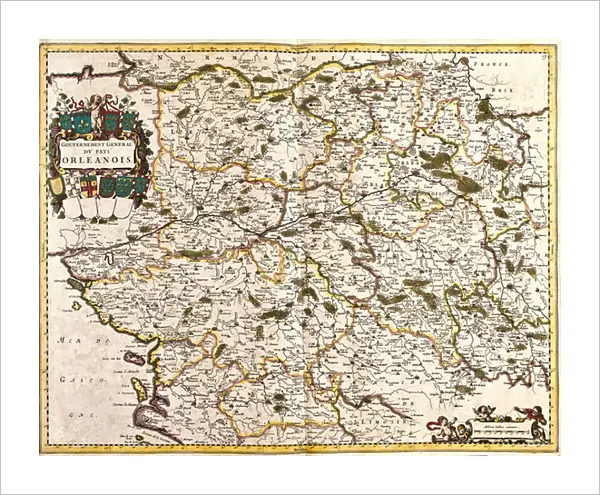Map of the general government of the Orlean country (France) (etching, 1671)