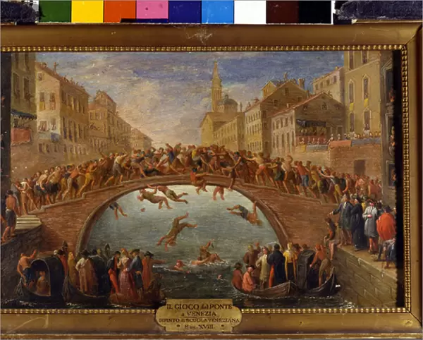 The game of the bridge has Venice The battle of the batons on the Ponte Santa Fosca