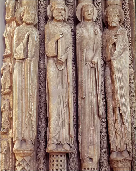 Gothic architecture: detail of the saints of the western portal of the Cathedrale