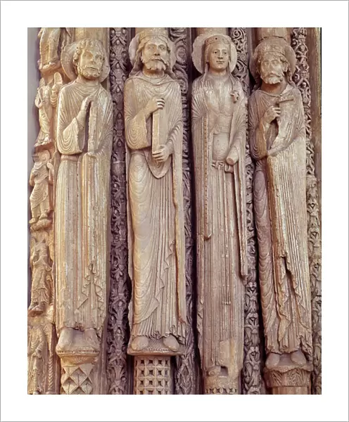 Gothic architecture: detail of the saints of the western portal of the Cathedrale
