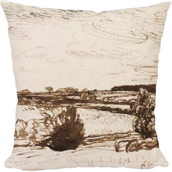 Windblown landscape (pen, brush & sepia ink on paper)