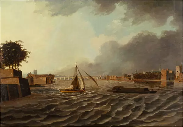 A View of the Thames with Westminster Bridge and Lambeth Palace, 1805 (oil)