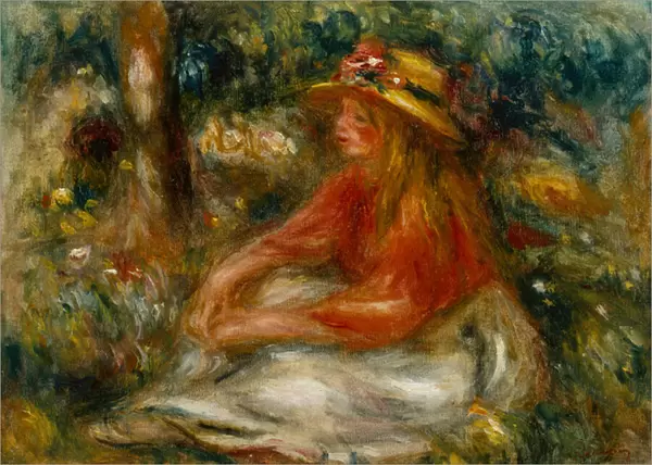 Young Woman seated on the Grass (oil on canvas)