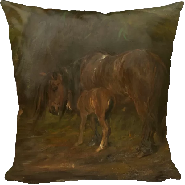 Mare And Foal (oil on canvas)