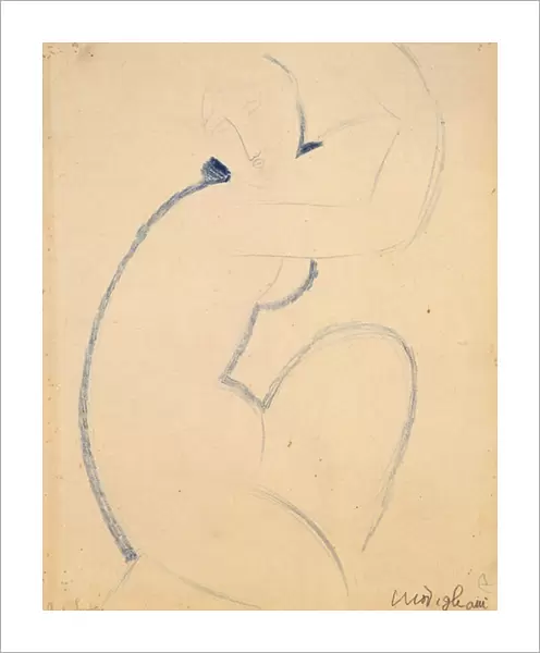 Cariatide, 1913 (blue crayon on paper)
