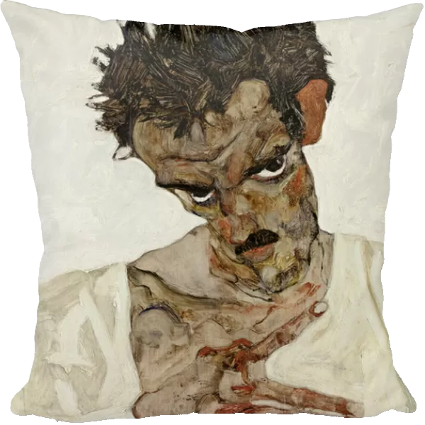 Autoportrait a la tete baissee. Peinture de Egon Schiele (1890-1918), huile sur bois, 1912. Art autrichien, 20e siecle, art nouveau, modernisme. Leopold Museum, Vienne (Autriche)