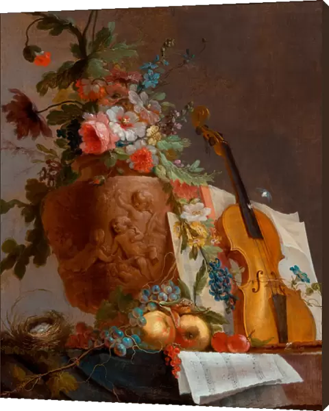 'Nature morte aux fleurs et au violon'(Still life with flowers and a violin) Peinture de Jean-Jacques Bachelier (1724-1806) vers 1750 - Oil on canvas - 88, 9x73, 5 - Art Gallery of South Australia