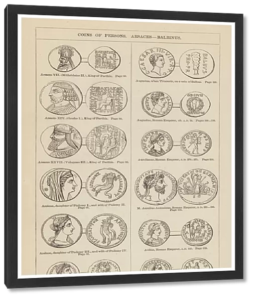 Coins of Persons, Arsaces - Balbinus (engraving)