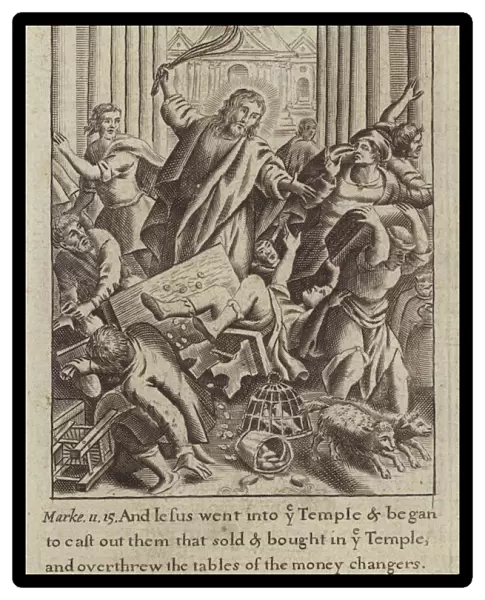 Jesus Christ driving the money-changers out of the Temple (engraving)