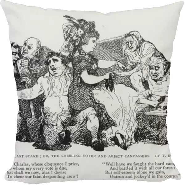 The Wits Last Stake; or, The Cobbling Voter and Abject Canvassers, satire on Tory accusations against the Duchess of Devonshire of bribing voters while canvassing on behalf of the Whig candidate Charles James Fox in the Westminster constituency