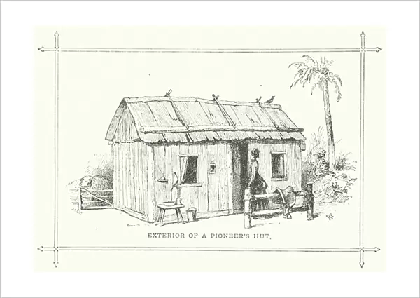 Exterior of a Pioneers Hut (engraving)