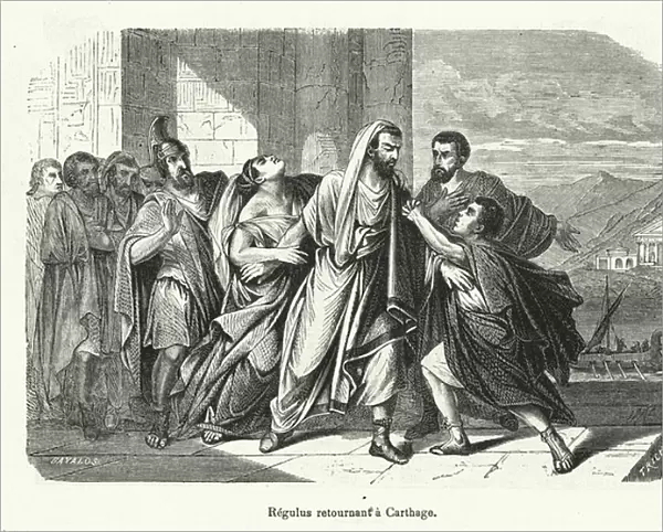 Regulus retournant a Carthage (engraving)