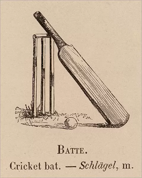 Le Vocabulaire Illustre: Batte; Cricket bat; Schlagel (engraving)