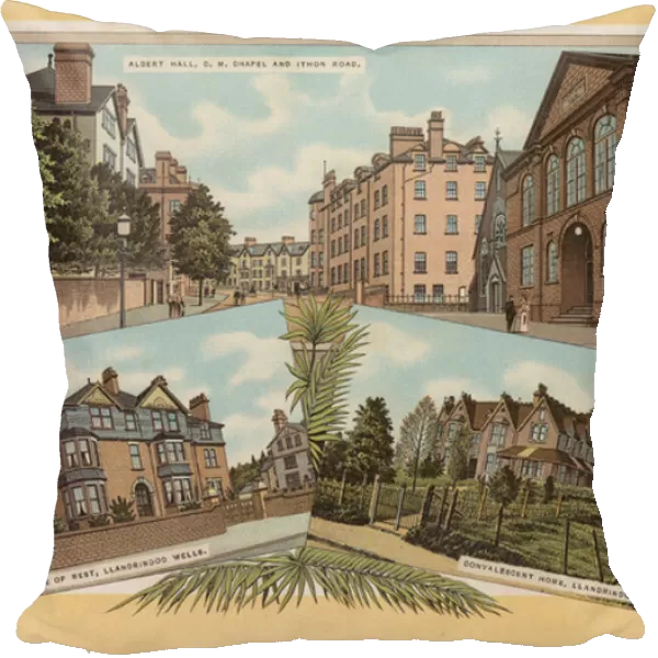 Llandrindod Wells: Albert Hall, C M Chapel and Ithon Road; Tredawel Home of Rest; Convalescent Home (colour litho)
