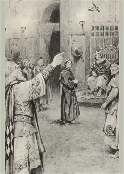 The sparrow in the hall of King Edwin of Northumbria (litho)