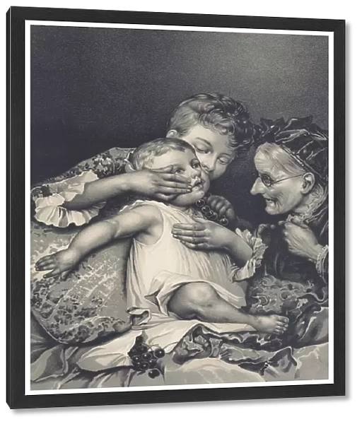 Grandmother, mother and baby (litho)