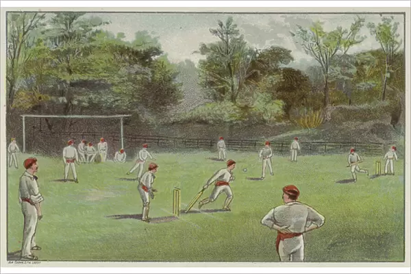 Cricket field, Bournville, Birmingham (chromolitho)