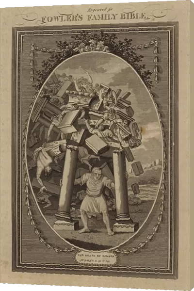 The Death of Samson, Judges, Chapter 16, Verse 30 (engraving)