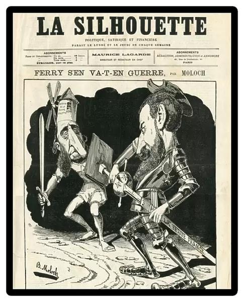 Cover of 'The Silhouette', 1883_10_11 - Illustration by Alphonse Hector Colomb, dit B. Moloch or Moloch (1849-1909): Ferry goes to war - Ferry Jules, Wilson Daniel - Elongated Noses
