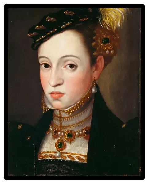 'Portrait de Madeleine d Autriche (1532-1590)'(Archduchess Magdalena of Austria (1532-1590)) Peinture de Giuseppe Arcimboldo (1527-1593), ca 1563 - Oil on wood, 44x33, 5 - Ambras Castle, Innsbruck