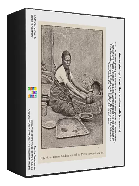 Woman grinding rice into flour, southern India (rotogravure)