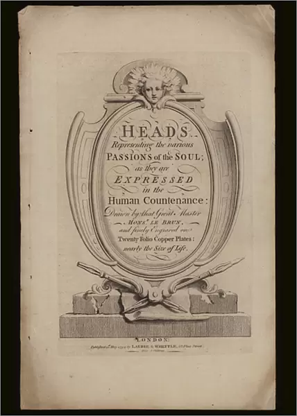 Title-page of Charles Le Bruns Heads Representing the various Passions of the Soul (engraving)