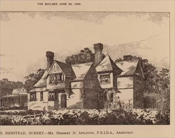 Cottages, Banstead, Surrey (engraving)