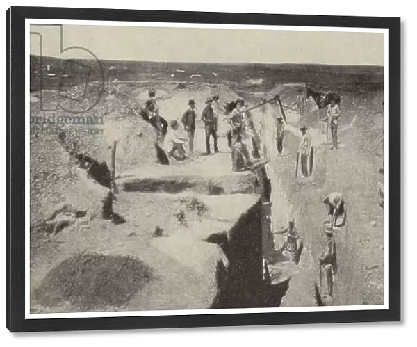 Opening up one of the earliest gold mines at Johannesburg, South Africa, 1886 (b  /  w photo)