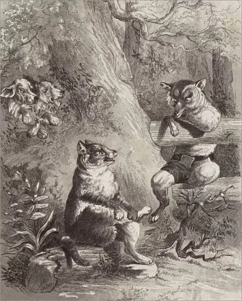 The Fables of Aesop: The Cat and the Fox (litho)