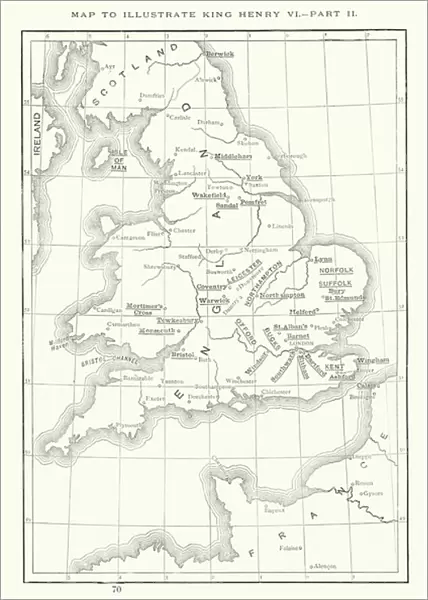 Shakespeare: Map to illustrate King Henry VI, Part 2 (litho)