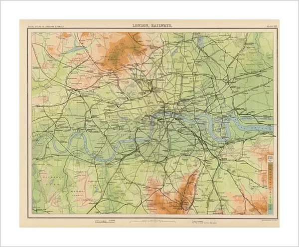 Royal Atlas, c 1900: London, Railways (colour litho)