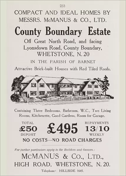 Advertisement in London and Suburbs Old and New, October 1933 (litho)