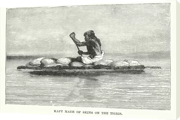 Raft made of skins on the Tigris (engraving)