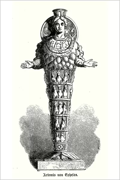 Statue of Artemis, goddess of the hunt in Greek mythology, from Ephesus (engraving)