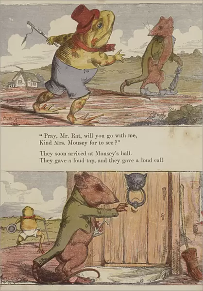 The Frog Who Would A Wooing Go (coloured engraving)