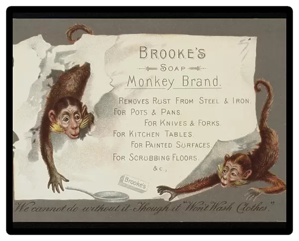 Brookes Soap, Monkey Brand, advertisement (chromolitho)