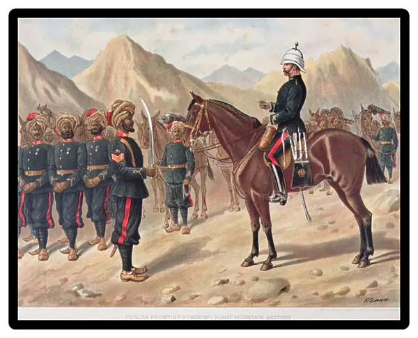 Punjab Frontier Force No. 1 Kohat Mountain Battery, the Anglo-Indian Army of the 1880s (colour litho)