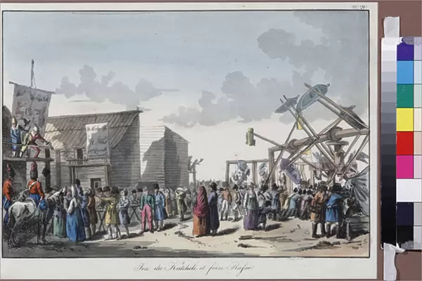 Swing Ride at a Russian Fair by Houbigant, Armand-Gustave, 1821 (lithograph, watercolour)