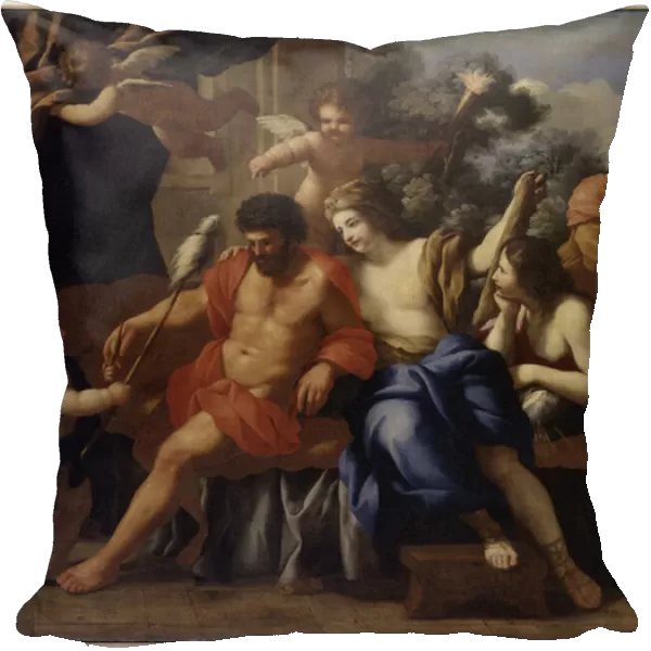 Hercule et Omphale (Hercules and Omphale). Peinture de Giovanni Francesco Romanelli (1610-1662), huile sur toile, vers 1650. Art italien, 17e siecle, art baroque. State Ermitage, Saint Petersbourg