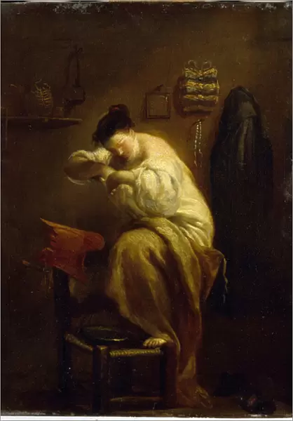 Femme a la recherche de puces. (Woman Looking for Fleas). Peinture de Giuseppe Maria Crespi (1665-1747), huile sur toile, vers 1710. Art italien (Bologne), 18e siecle. State Hermitage, Saint Petersbourg